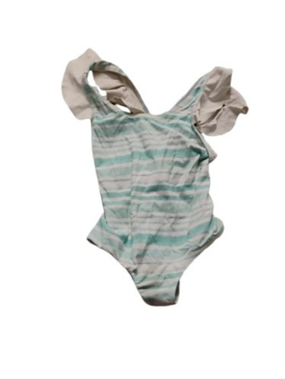 Eberjey Girls Ruffled Racerback Striped One Piece Swimsuit Sz 6